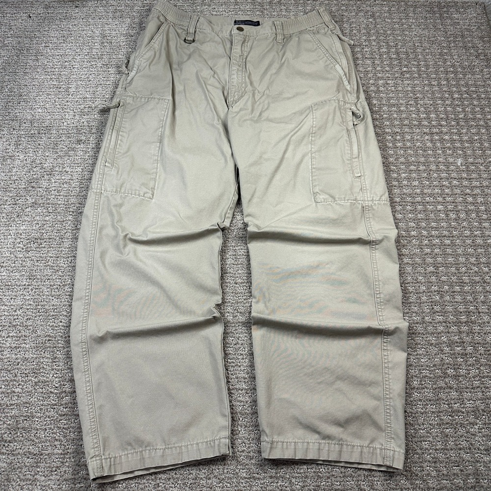 Y2K 5.11 Tactical Series Men 34x32 Khaki Tan Cotton Cargo Pants Style 74290